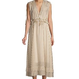 Robert Rodriguez  Gold/white Striped Cotton Dress